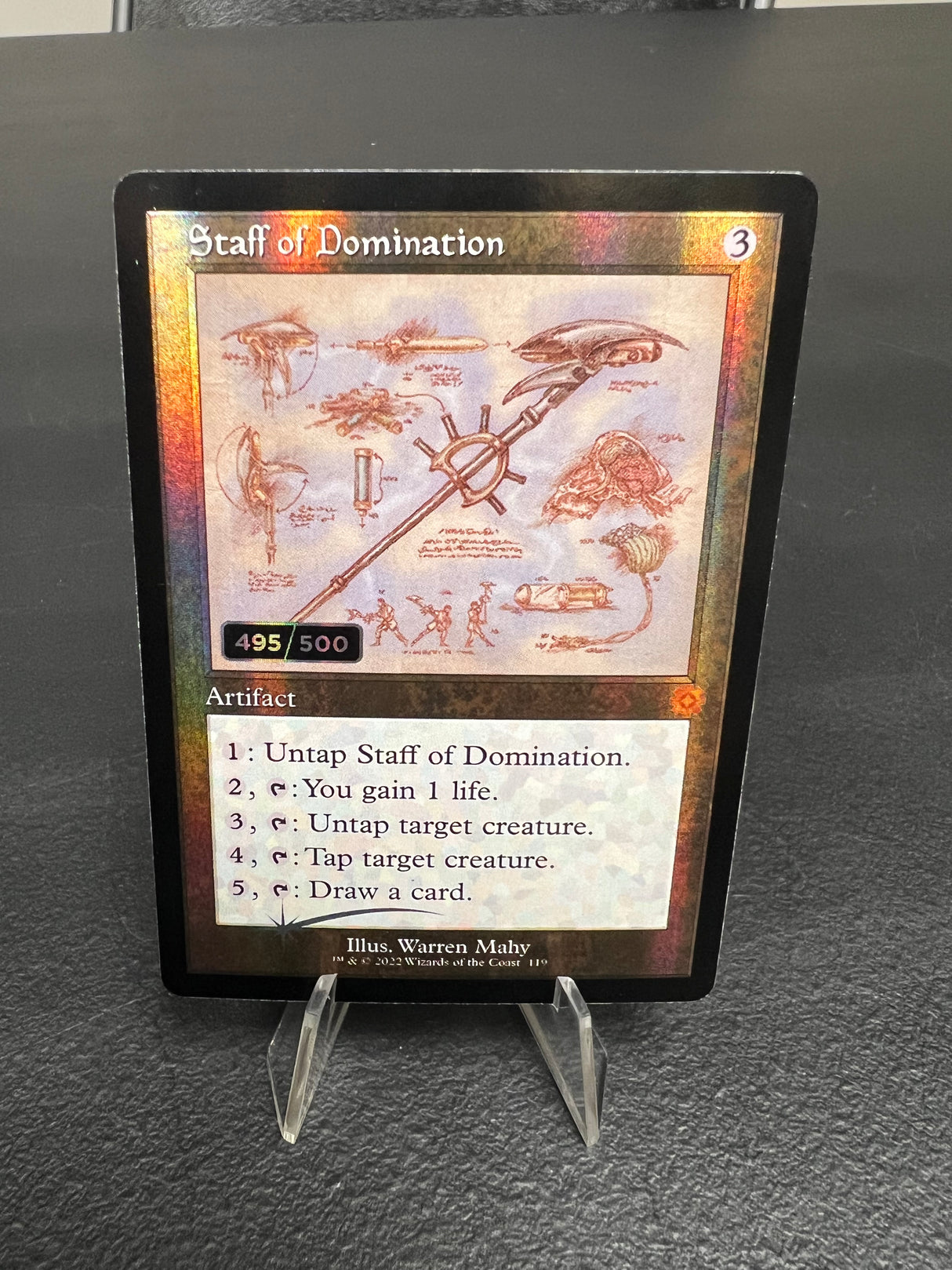 Staff of Domination - [Foil, Schematic, Serial 495] The Brothers' War Retro Artifacts (BRR)