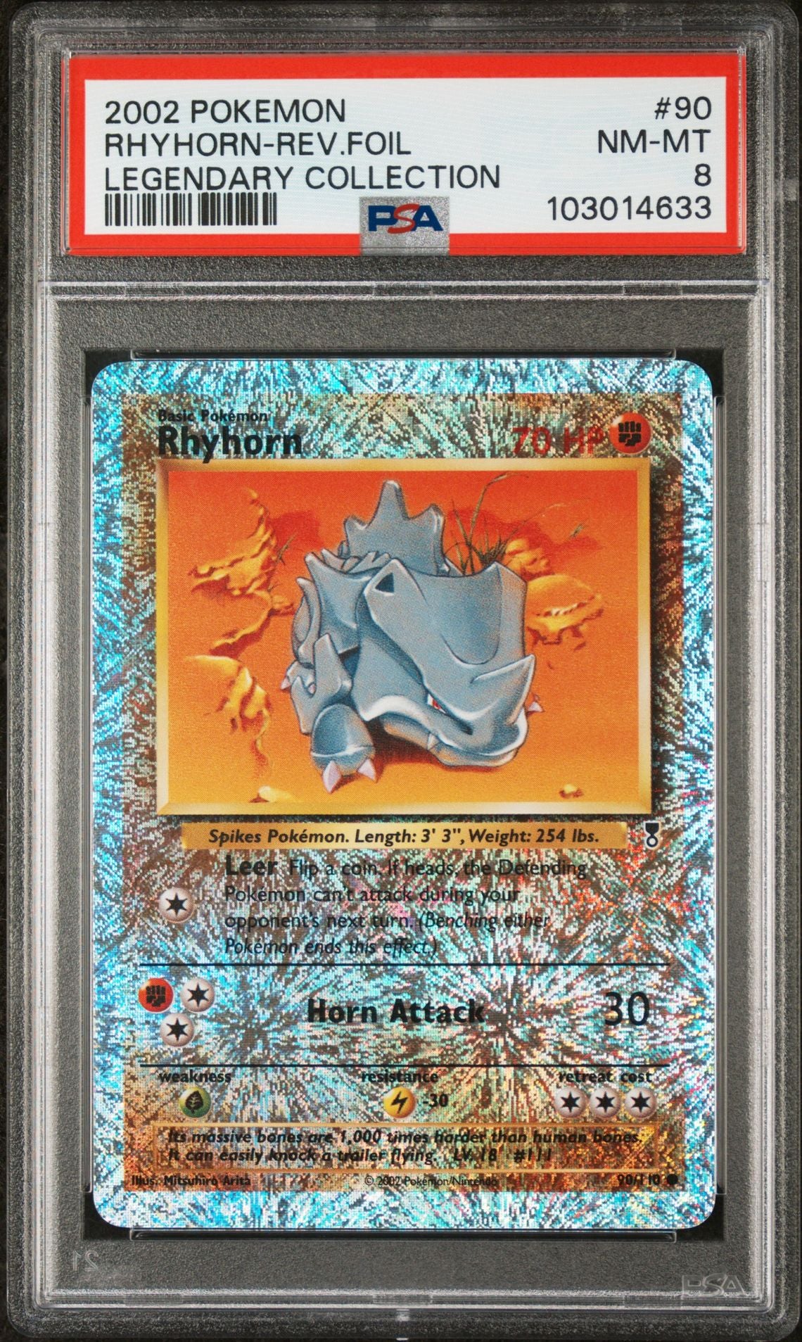 Rhyhorn #90 - [Reverse Holo, Graded PSA 8] Legendary Collection