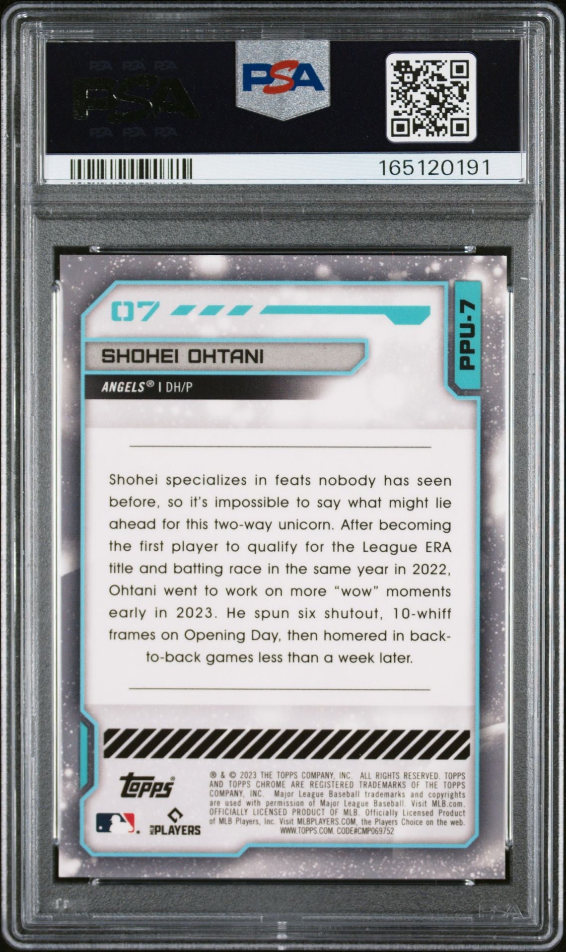 2023 Topps Cosmic Chrome Planetary Pursuit Uranus Shohei Ohtani - [PSA 10] - Back