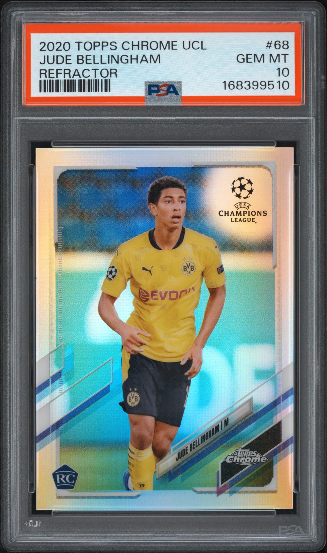 Jude Bellingham 2020 Topps Chrome UEFA Champions League #68 Refractor - [PSA Graded 10] - Front