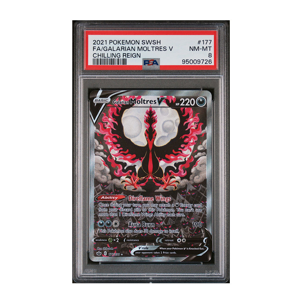 Galarian Moltres V 177/198 [Japanese, Holo, Graded PSA 8] - Japanese Chilling Reign