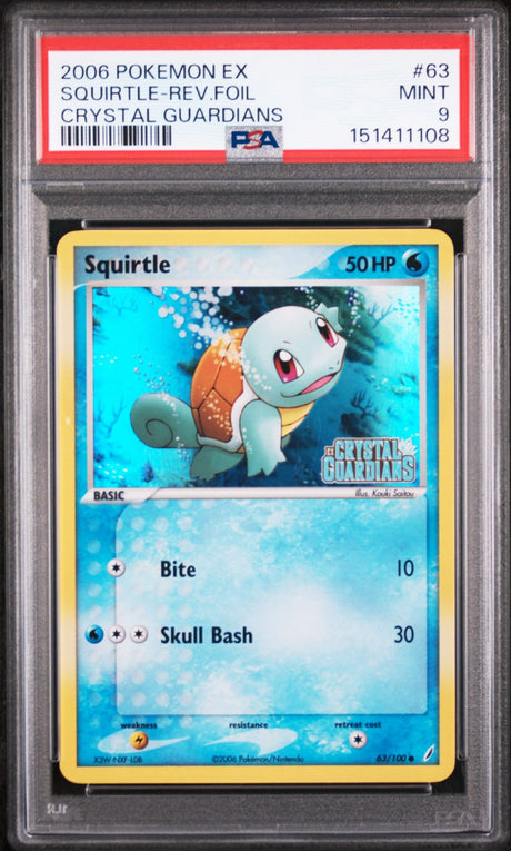 Squirtle-Rev.foil #63 - [PSA Graded 9] Crystal Guardians - Front