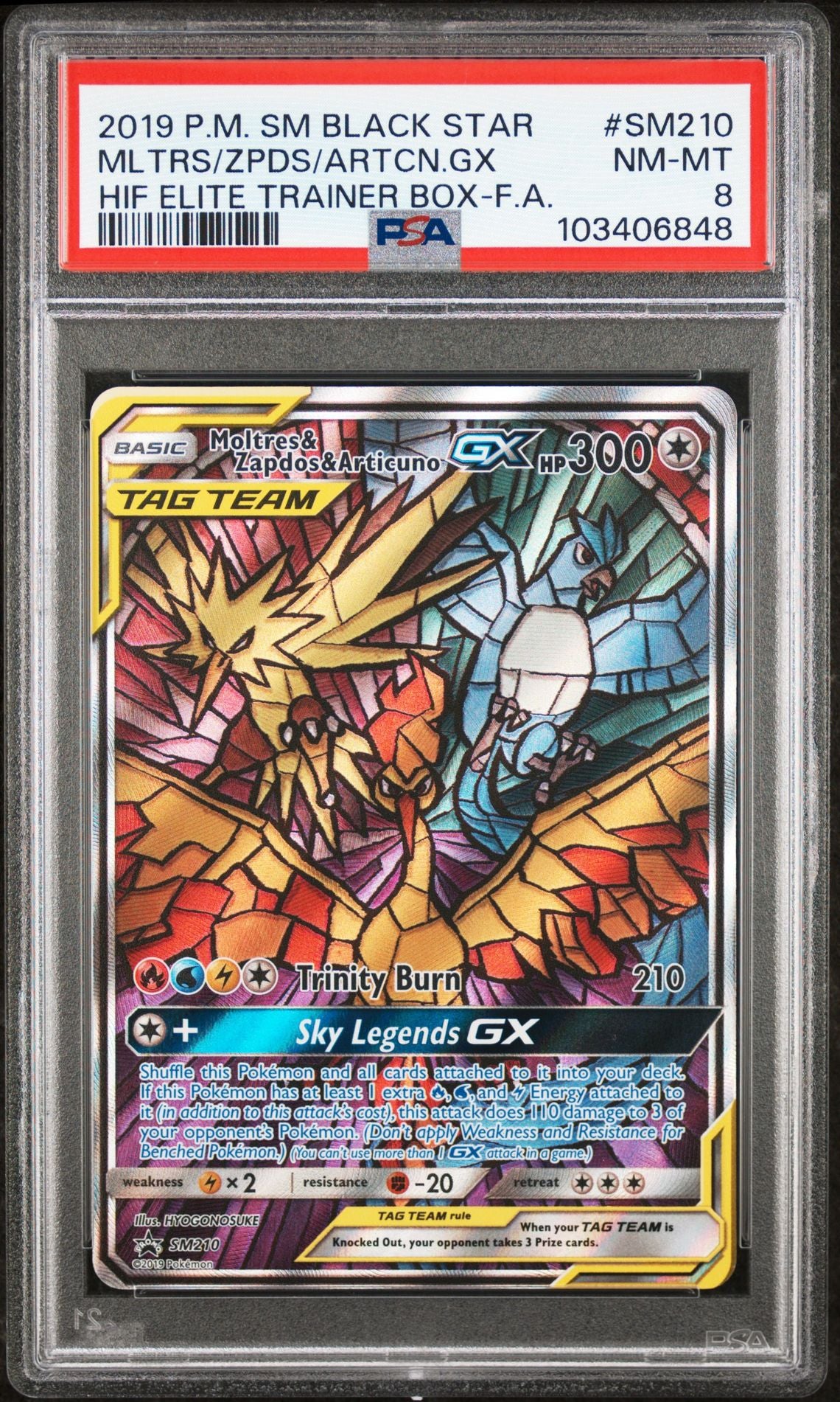 Moltres & Zapdos & Articuno Gx Hidden Fates Elite Trainer Box #SM210 - [Graded PSA 8] Sm Black Star Promo Sm