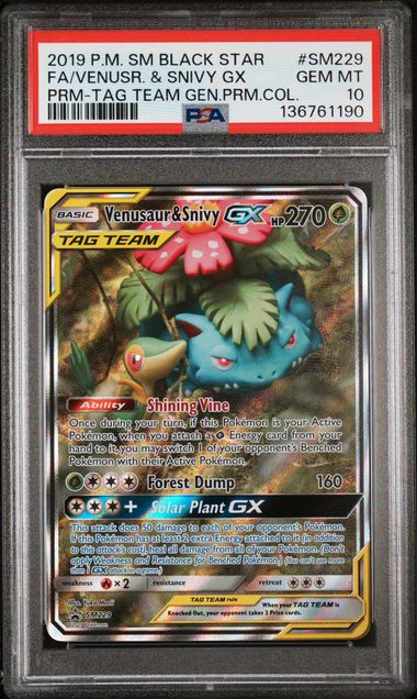 Venusaur & Snivy GX #SM229- [Graded PSA 10] SM Promos (SMP)