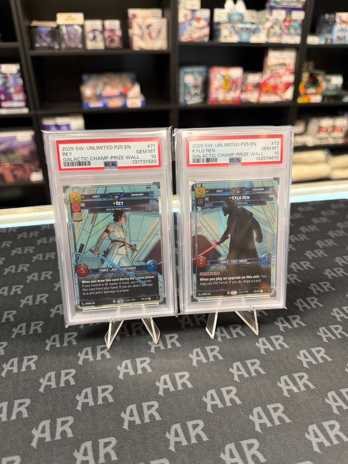 Rey and Kylo Ren Force Dyad - Star Wars Unlimited PSA 10 Pair (Galactic Championship)