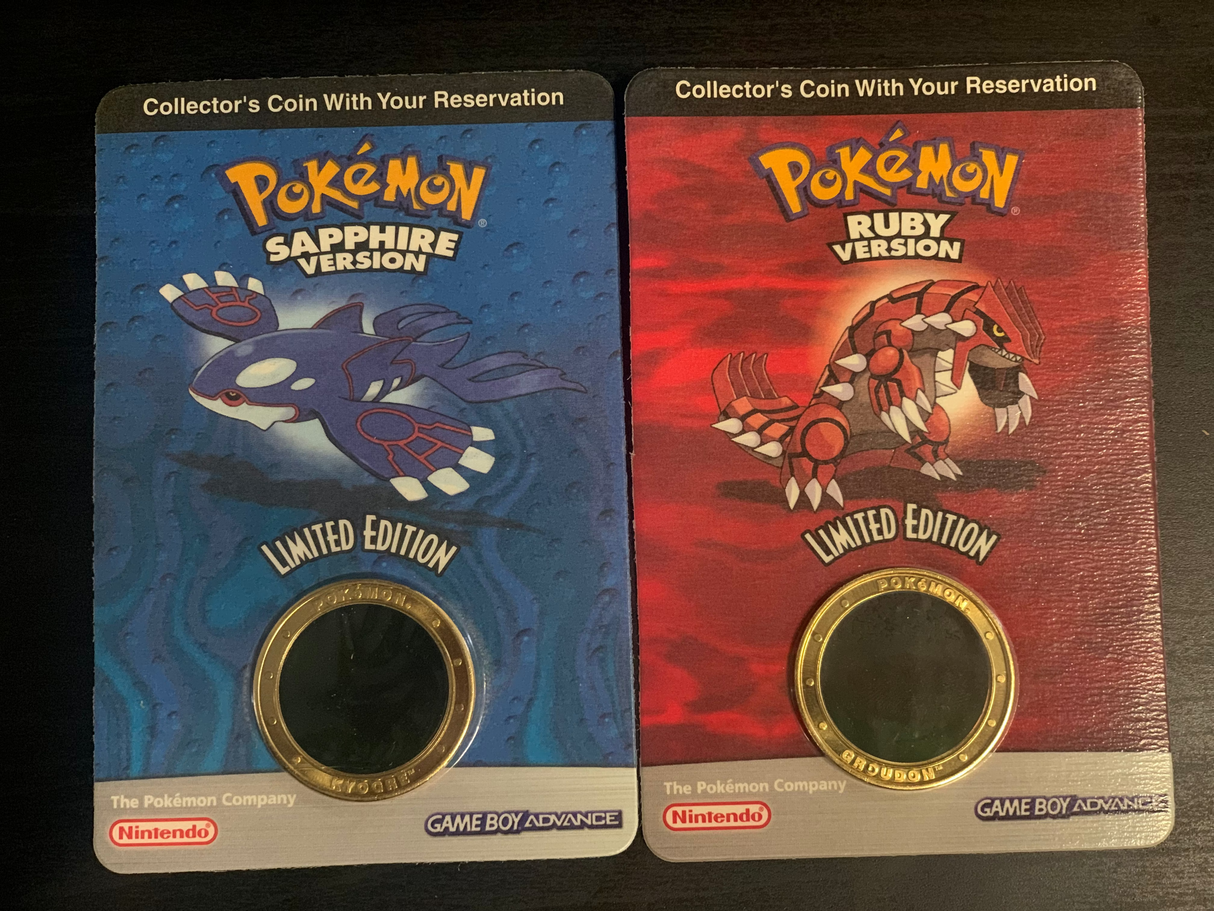 Pokémon Ruby and Sapphire Versions Limited Edition Coins GBA 2003