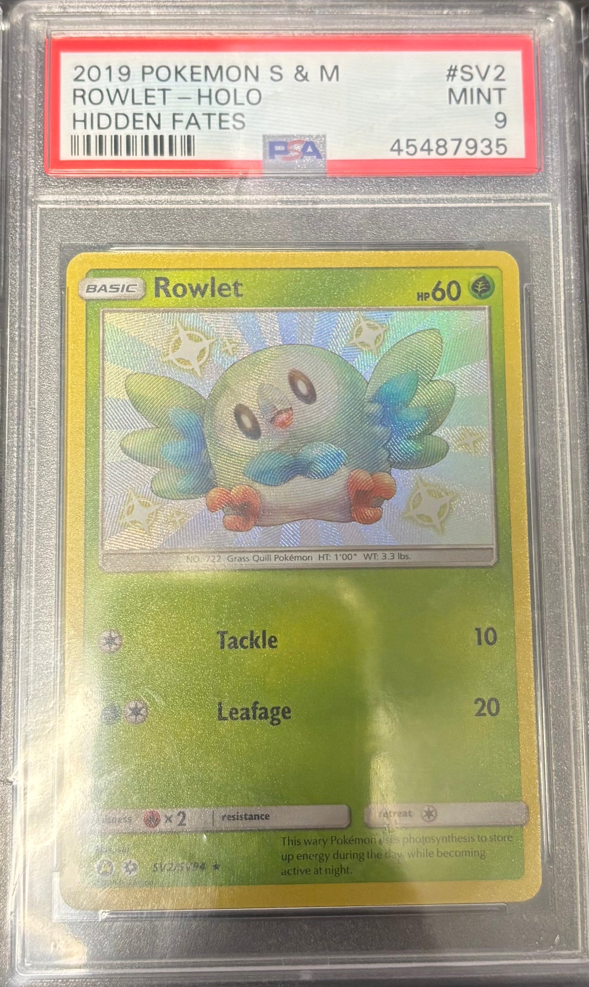 Rowlet #SV2 - [Graded PSA 9] Hidden Fates: Shiny Vault (HIF:SV)