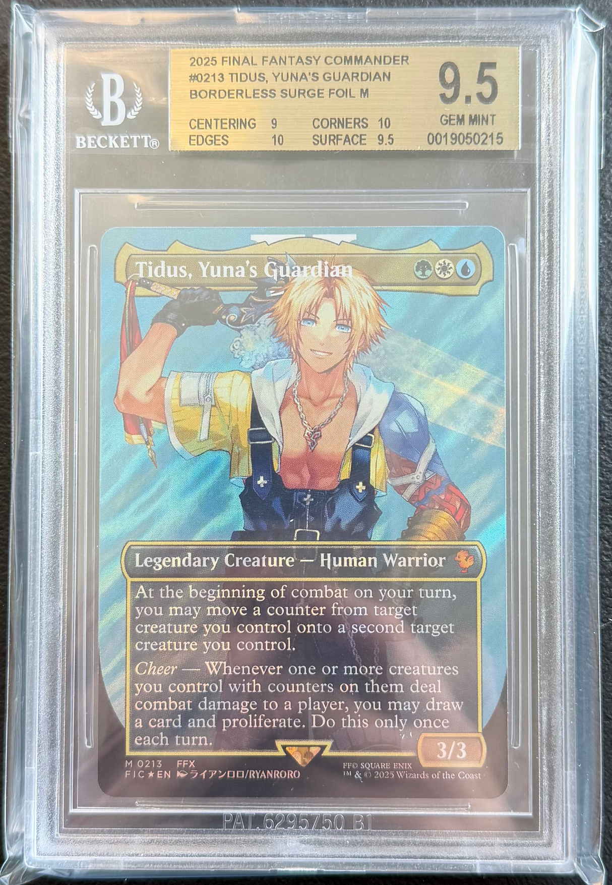 Tidus, Yuna's Guardian #213 (Borderless) (Surge Foil) - [Graded BGS 9.5] FINAL FANTASY (FIN)