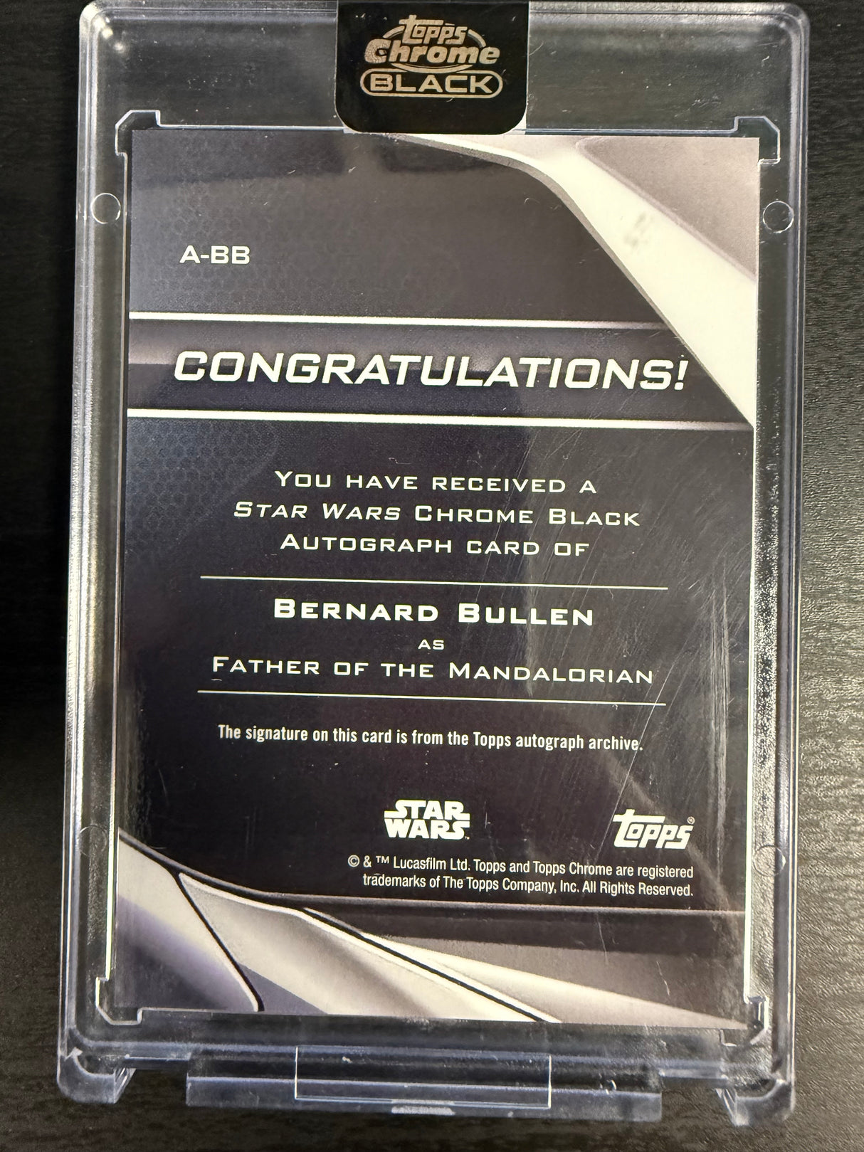 2023 Topps Chrome Black Father of the Mandalorian Bernard Bullen Auto