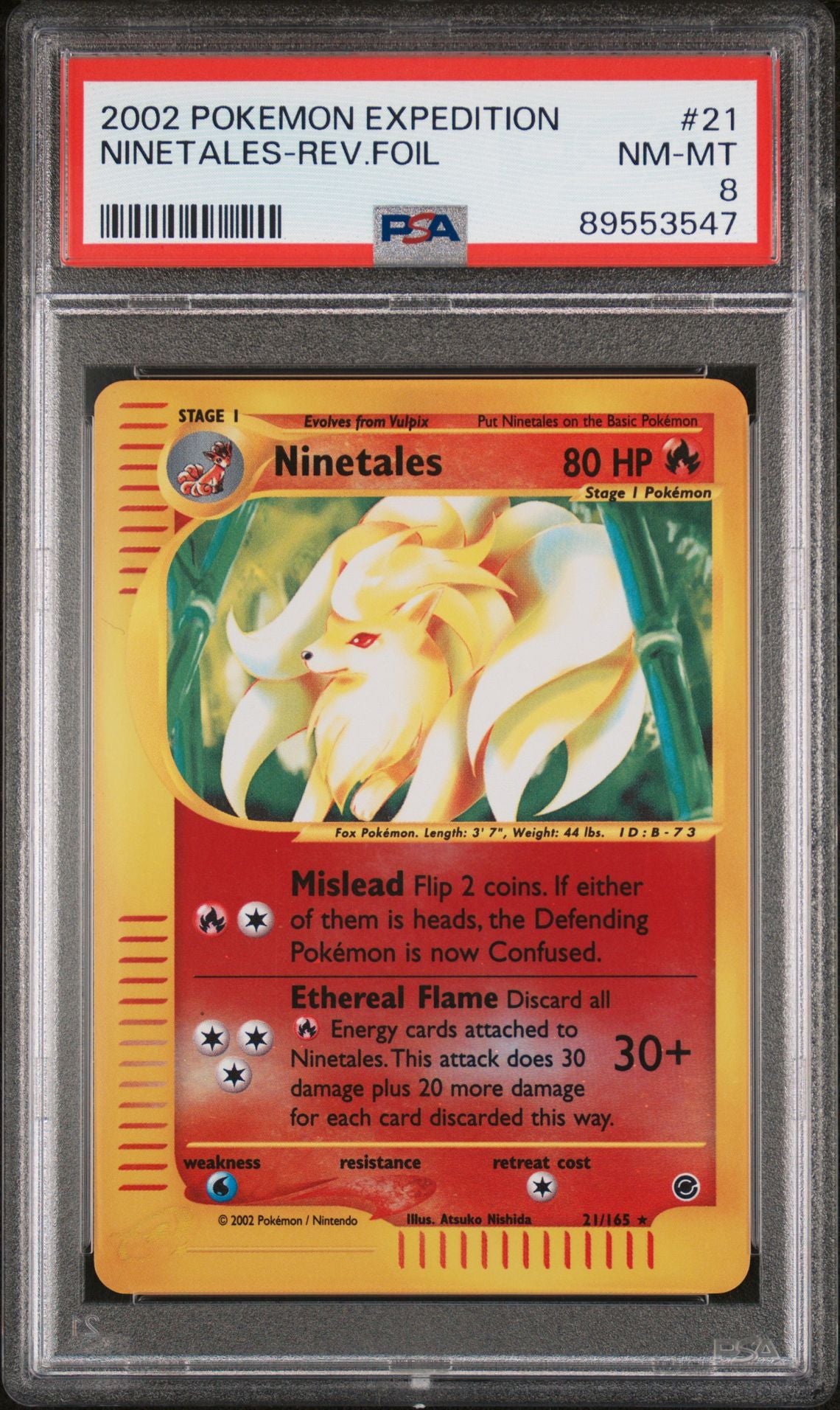 Ninetales (21) [Reverse Holo, Graded PSA 8] - Expedition (EX)