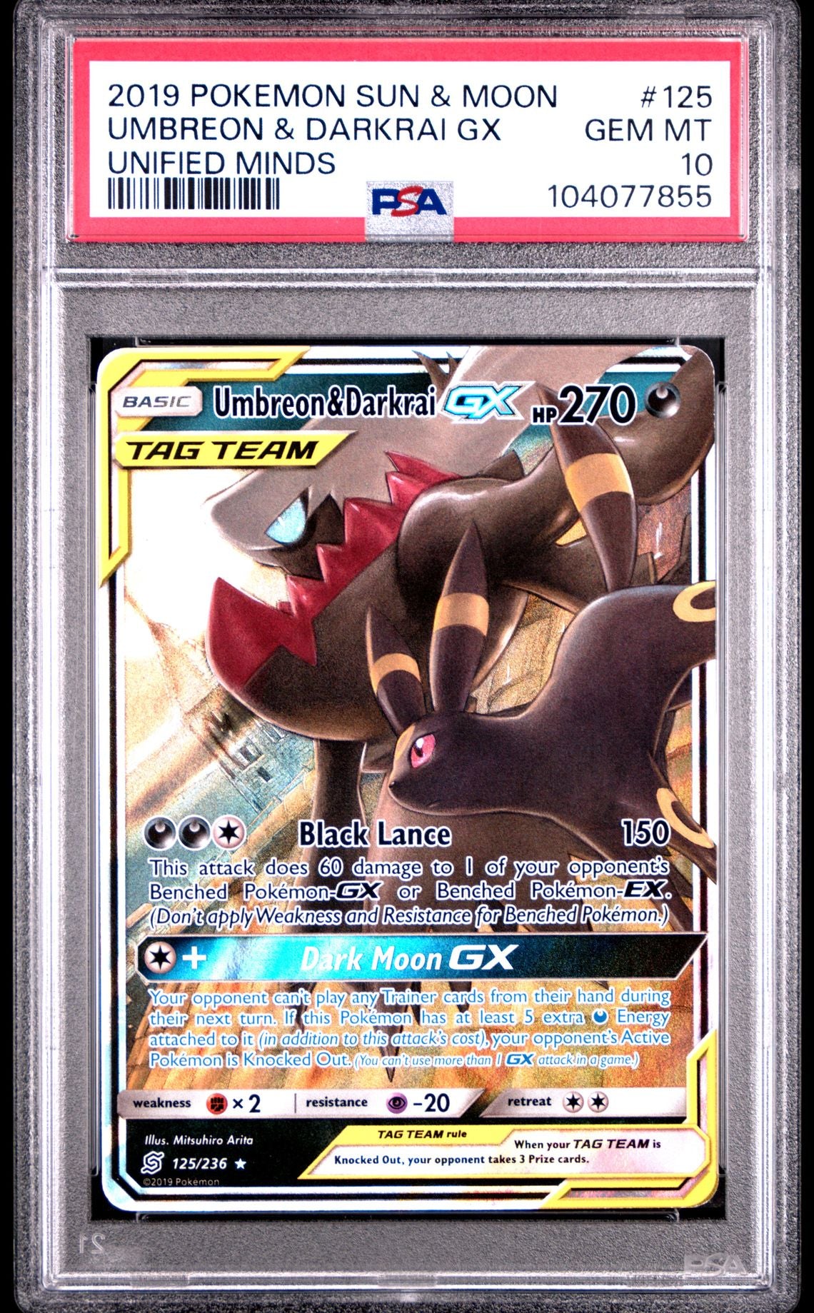 Umbreon & Darkrai Gx #125 - [Graded PSA 10] Sun & Moon Unified Minds