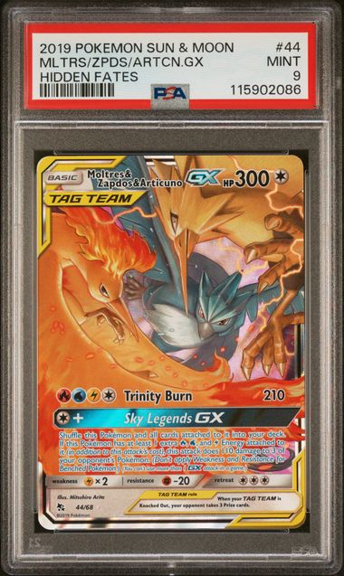 Moltres & Zapdos & Articuno Gx #44 - [Graded PSA 9] Sun & Moon Hidden Fates