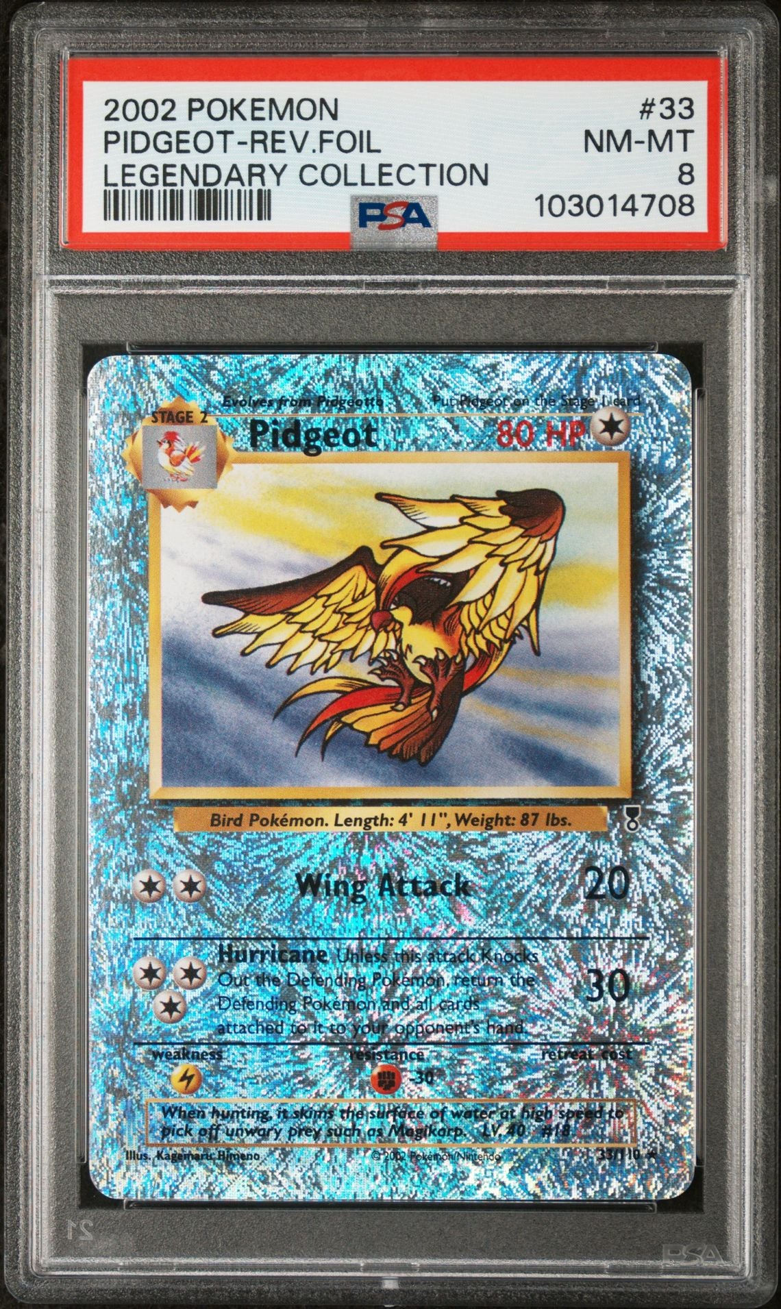 Pidgeot #33 - [Reverse Holo, Graded PSA 8] Legendary Collection