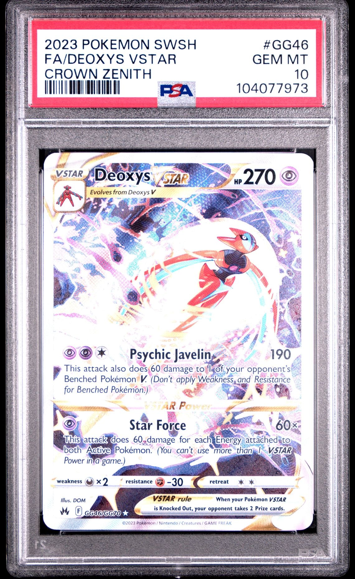 Deoxys Vstar #GG46 - [Graded PSA 10] Sword And Shield Crown Zenith