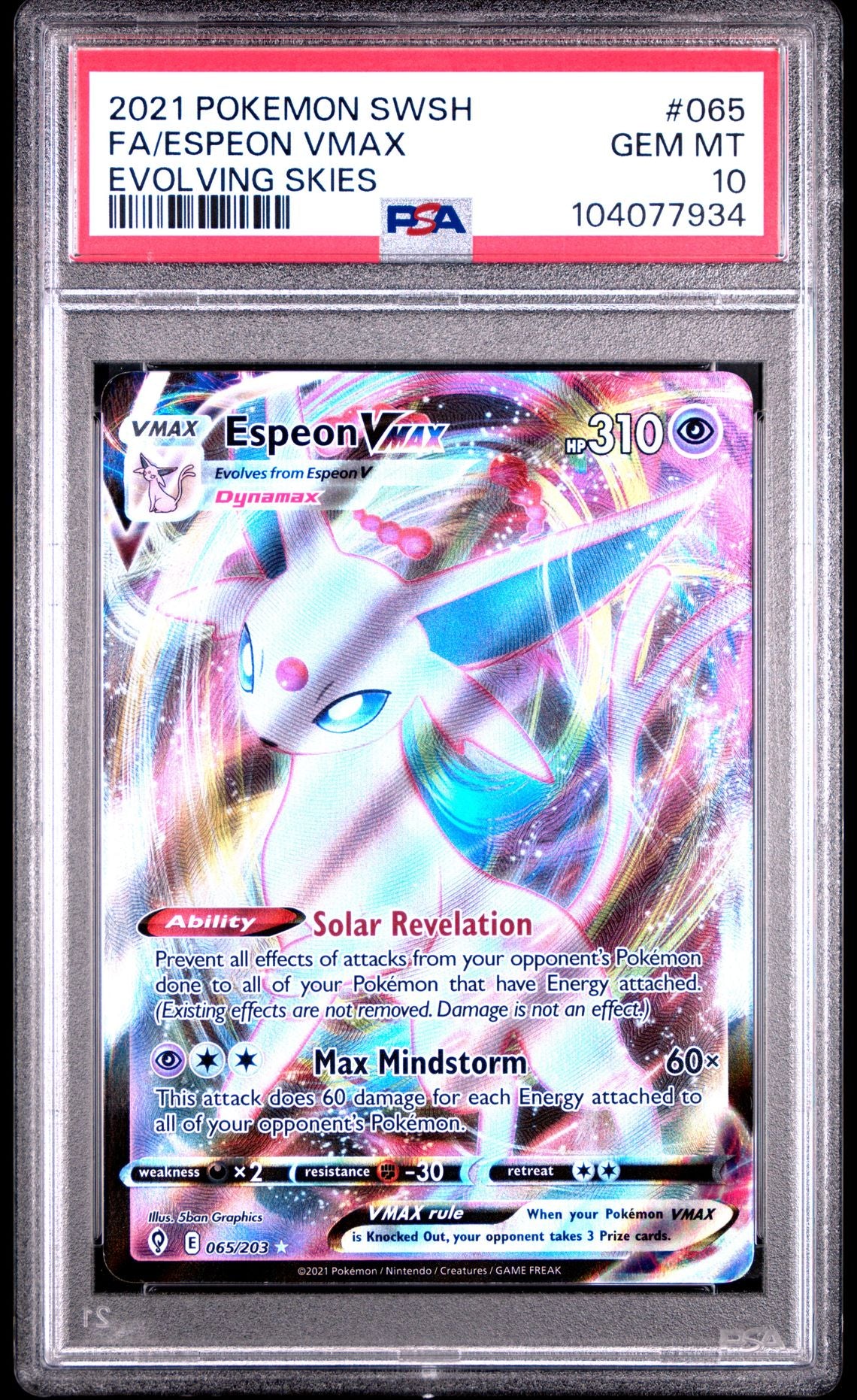 Espeon Vmax #065 - [Graded PSA 10] Sword & Shield Evolving Skies