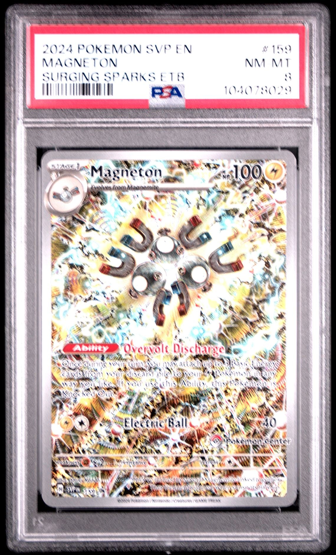 Magneton Surging Sparks Elite Trainer Box #159 - [Graded PSA 8] Sv Black Star Promo