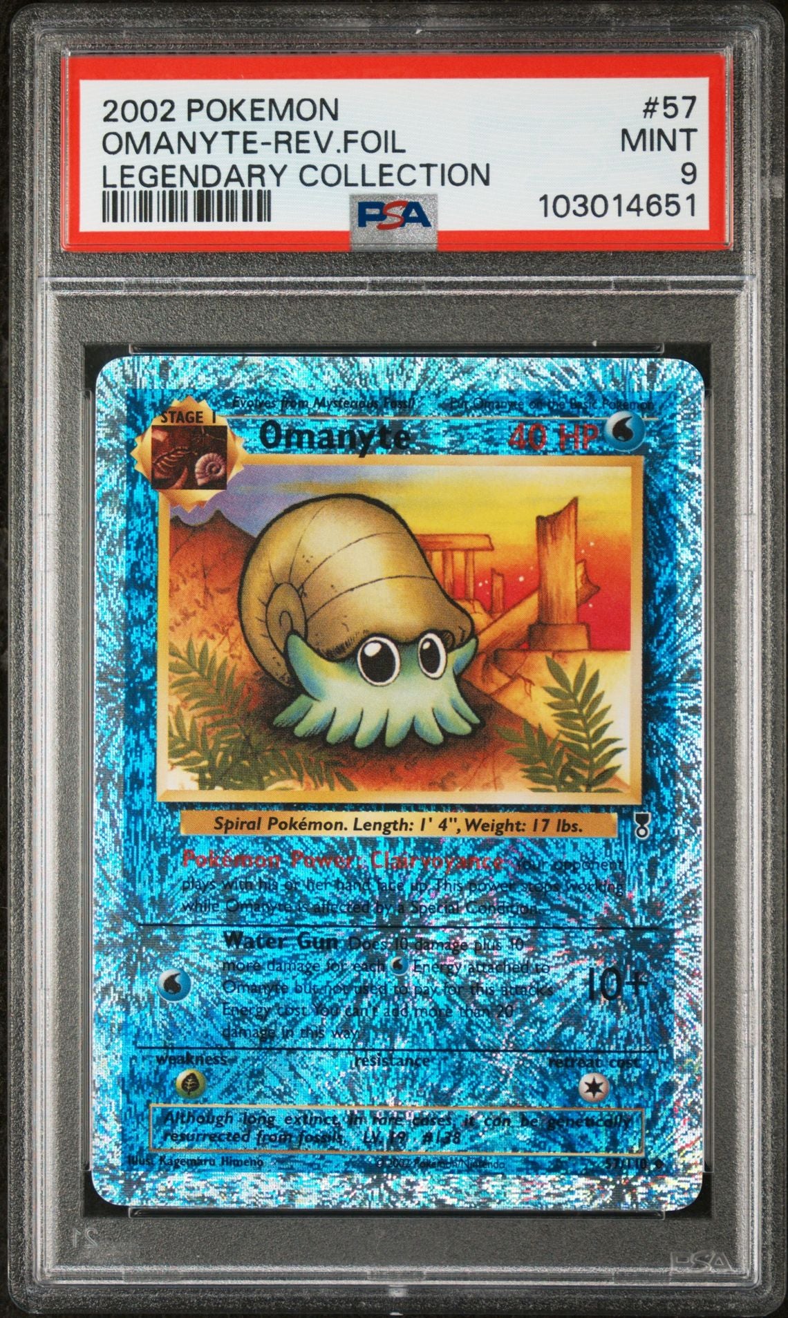 Omanyte #57 - [Reverse Holo, Graded PSA 9] Legendary Collection