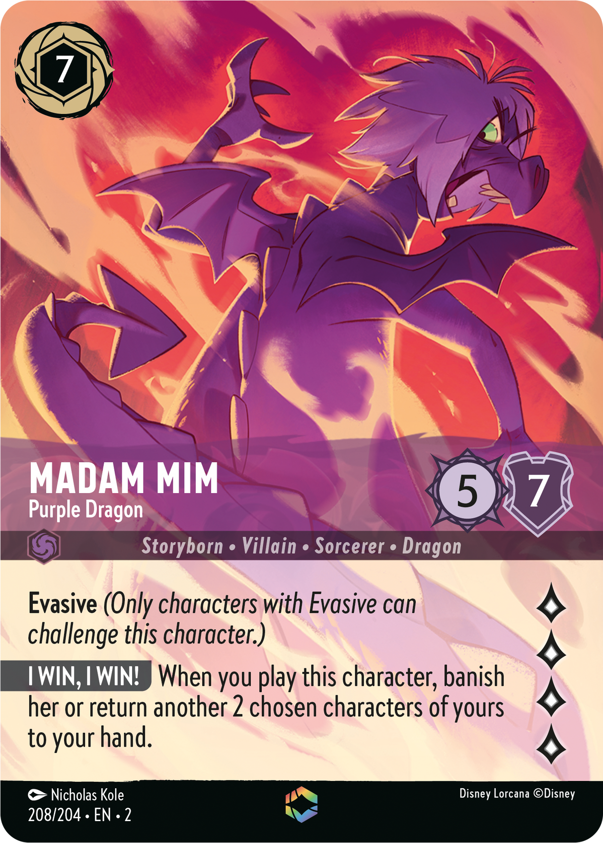 Madam Mim - Purple Dragon - [Foil, Enchanted] Rise of the Floodborn (2)