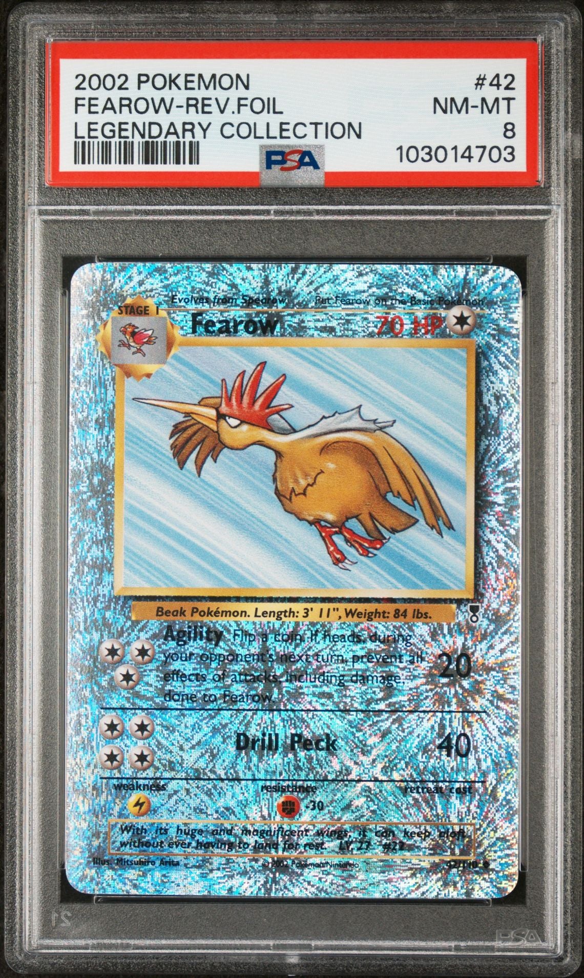 Fearow #42 - [Reverse Holo, Graded PSA 8] Legendary Collection