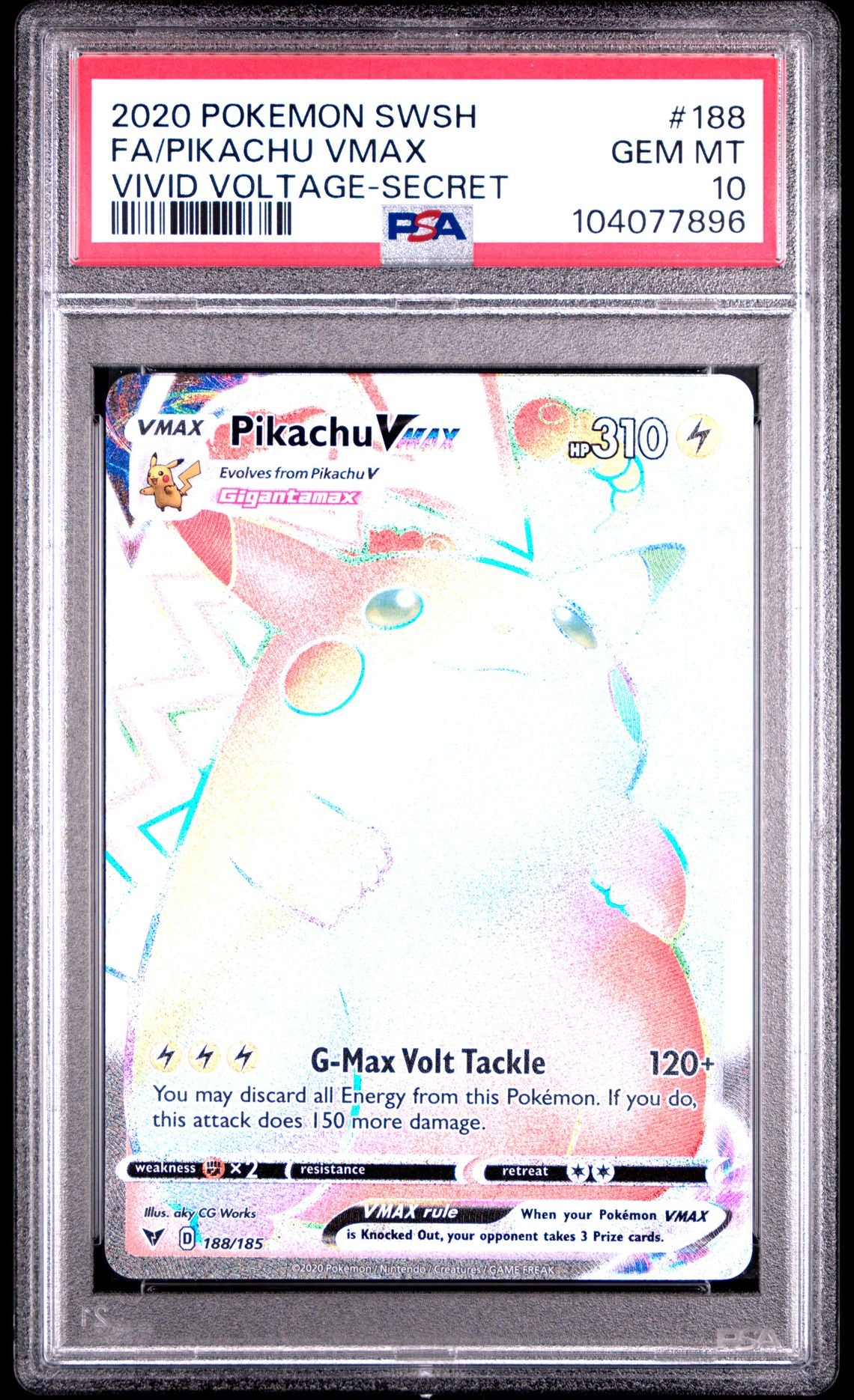 Pikachu Vmax Secret #188 - [Graded PSA 10] Sword & Shield Vivid Voltage