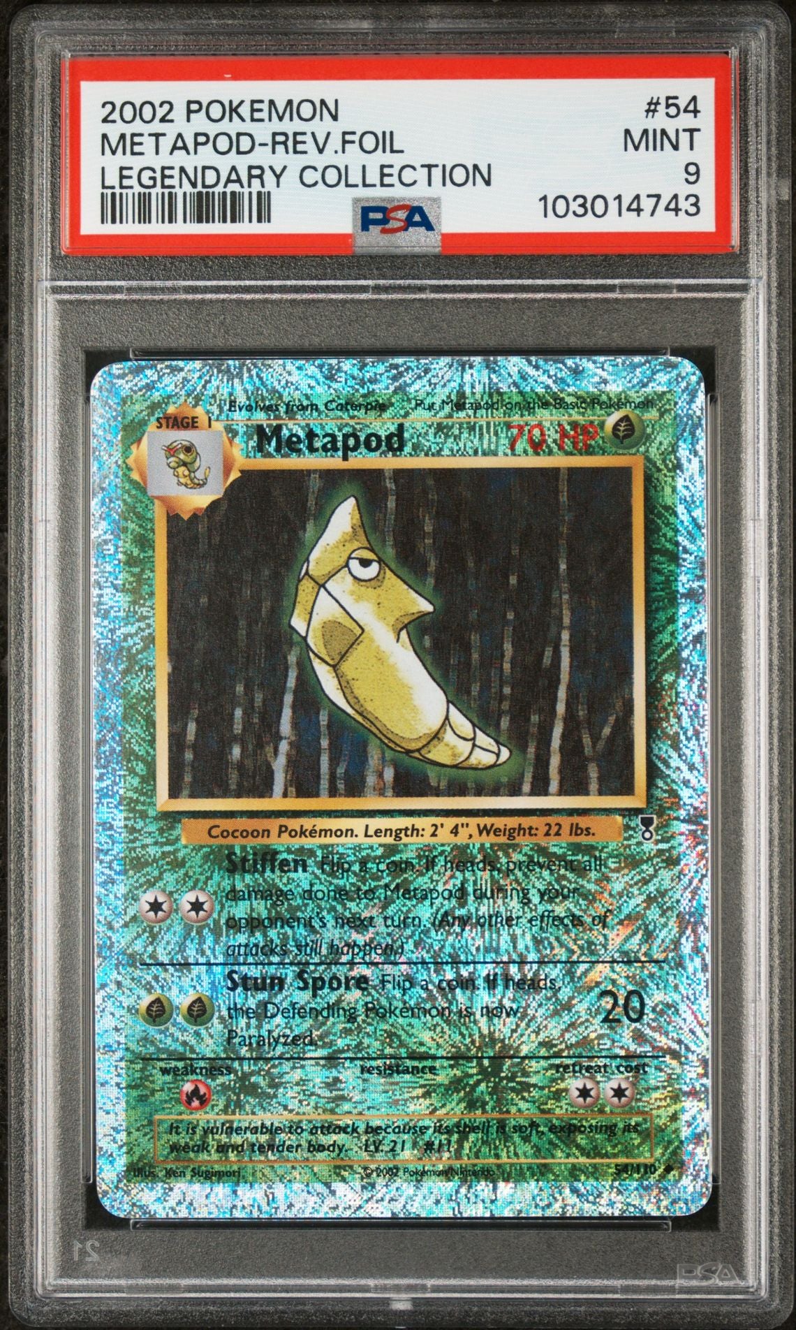 Metapod #54 - [Reverse Holo, Graded PSA 9] Legendary Collection