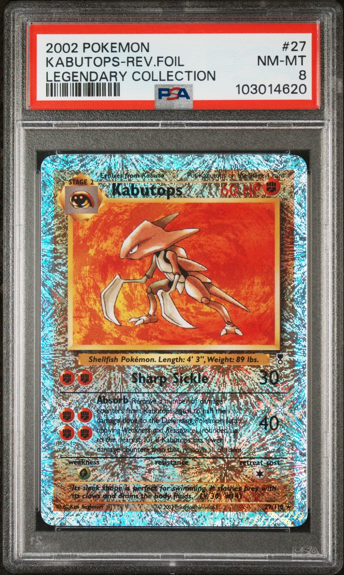 Kabutops #27 - [Reverse Holo, Graded PSA 8] Legendary Collection