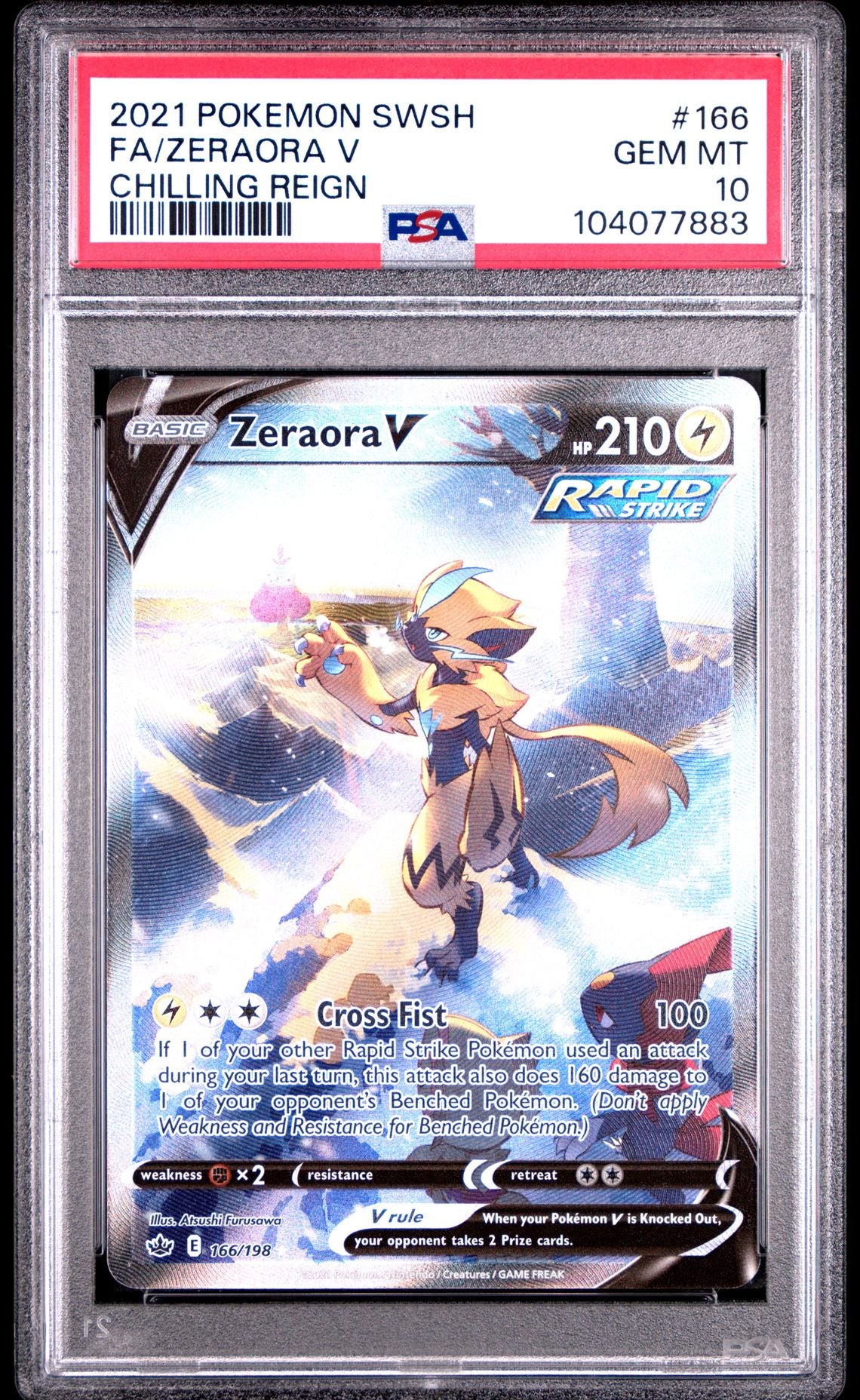 Zeraora V #166 - [Graded PSA 10] Sword & Shield Chilling Reign