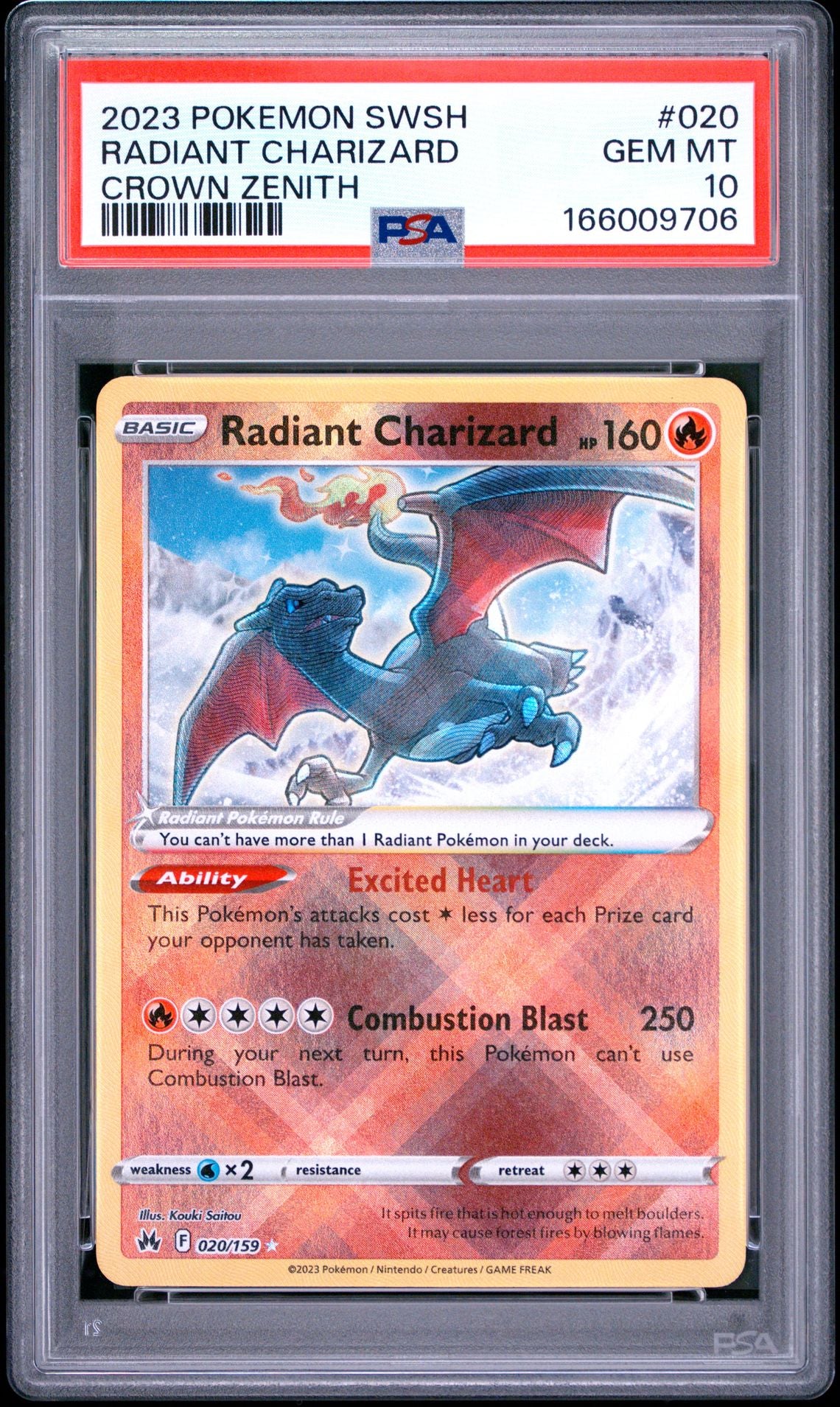 Radiant Charizard #020 - [PSA Graded 10] Crown Zenith - Front