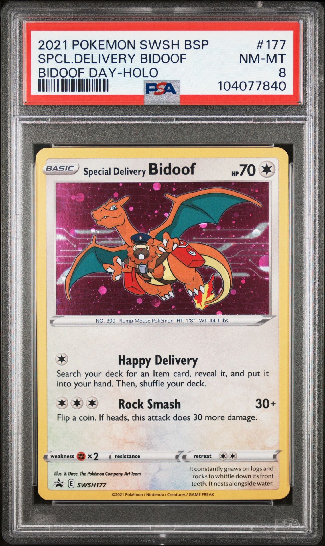 Special Delivery Bidoof #177 - [Graded PSA 8] Swsh Black Star Promo