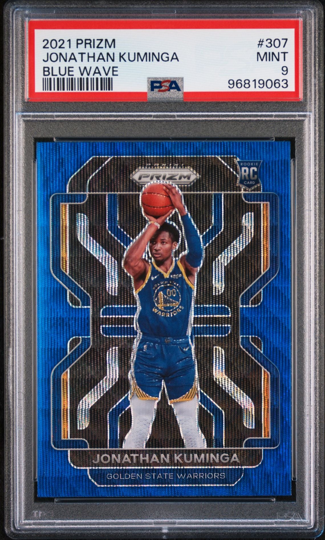 Jonathan Kuminga 2021 Panini Prizm #307 Blue Wave - [PSA Graded 9] - Front
