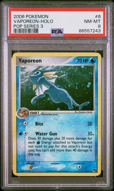 Vaporeon #6 - [Graded PSA 8] POP Series 3 (POP)