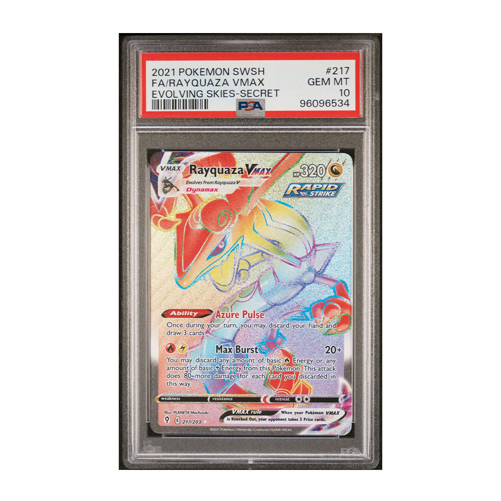 Rayquaza VMAX (Secret) - [Holo, Graded PSA 10] SWSH07: Evolving Skies (SWSH07)