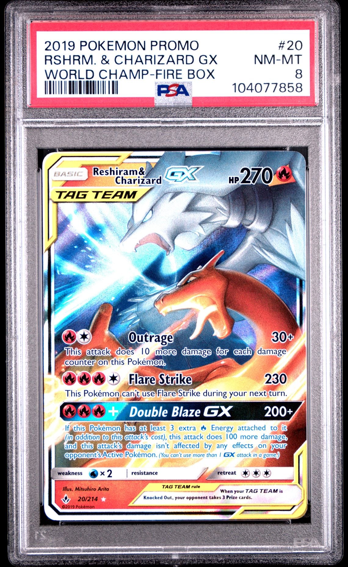 Reshiram & Charizard Gx Fire Box #20 - [Graded PSA 8] World Championships Promo