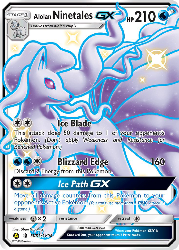 Alolan Ninetales-GX (SV53/94) - [Holo Foil] Hidden Fates Shiny Vault (HIFSV)