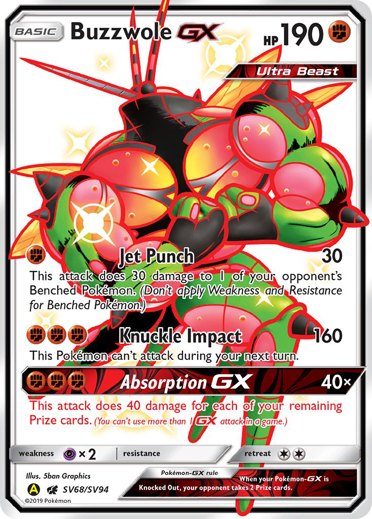 Buzzwole-GX (SV68/94) - [Holo Foil] Hidden Fates Shiny Vault (HIFSV)