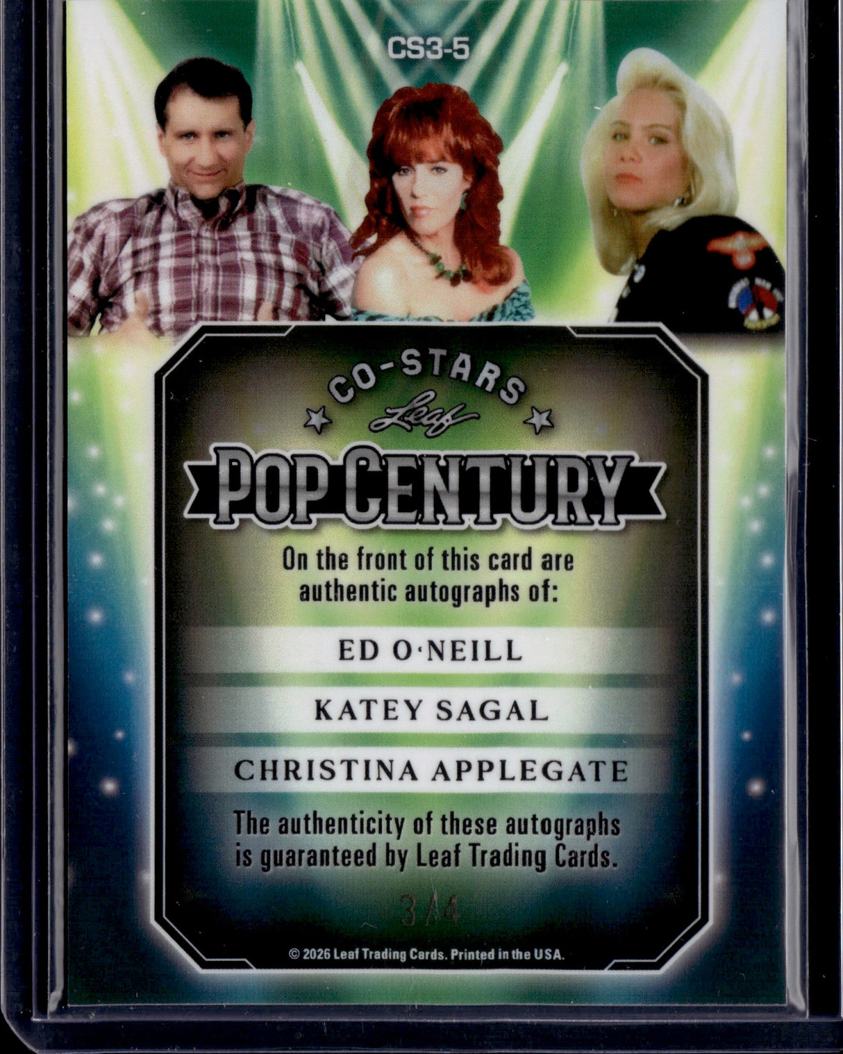 2026 Leaf Metal Pop Century Ed O'Neill, Sagal, Applegate Co-Stars Auto Crystal Purple /4