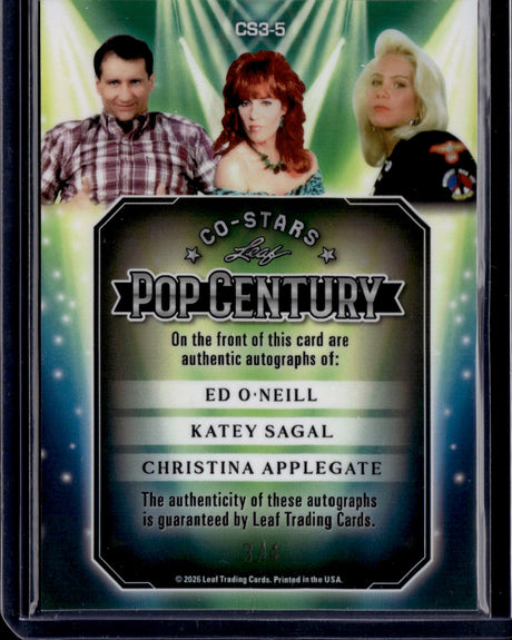 2026 Leaf Metal Pop Century Ed O'Neill, Sagal, Applegate Co-Stars Auto Crystal Purple /4