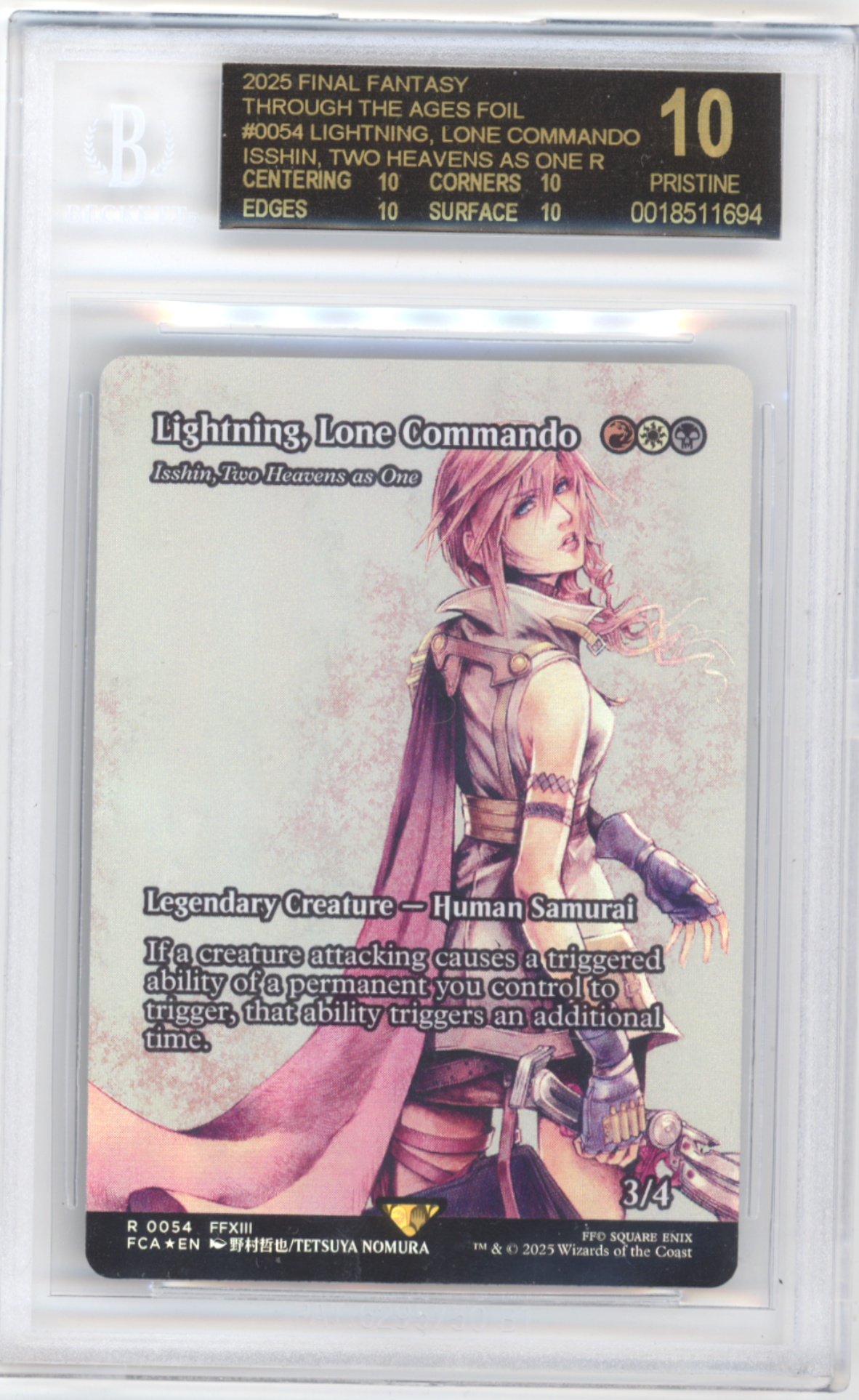 Lightning, Lone Commando - Isshin, Two Heavens as One (Showcase) #54 - [Graded BGS Pristine 10] FINAL FANTASY: Through the Ages (FCA)