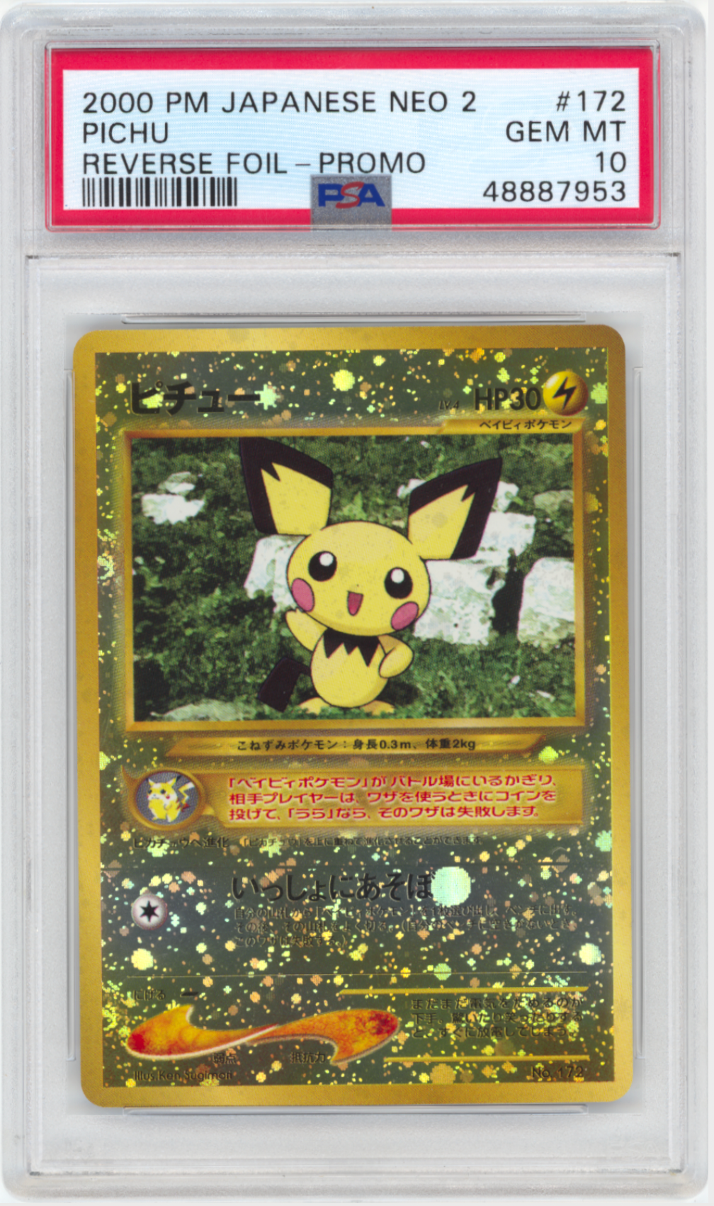 Pichu (Reverse Holo) #172 - [Graded PSA 10] Neo Premium File 2 (NPF2)