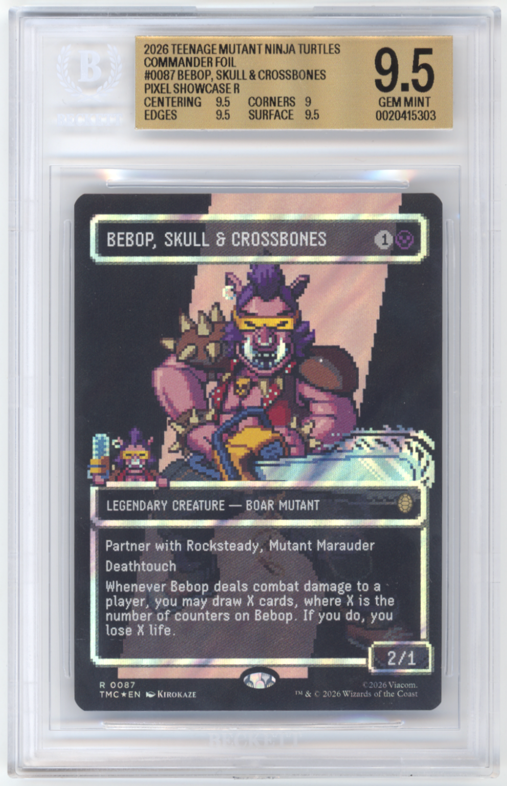 Bebop, Skull & Crossbones #87 - [BGS Graded 9.5] Teenage Mutant Ninja Turtles Commander Foil Pixel Showcase