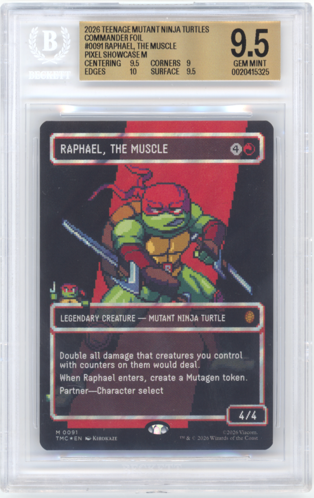 Raphael, the Muscle #91 - [BGS Graded 9.5] Teenage Mutant Ninja Turtles Commander Foil Pixel Showcase