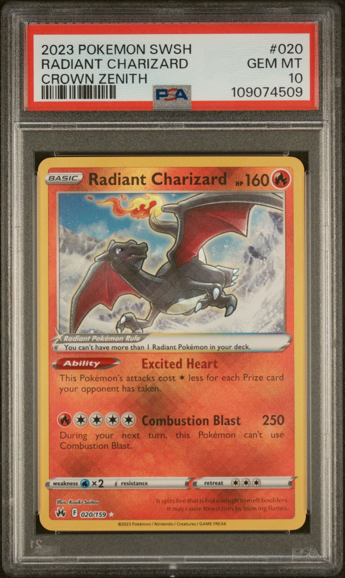 Radiant Charizard #020 - [PSA Graded 10] Crown Zenith - Front
