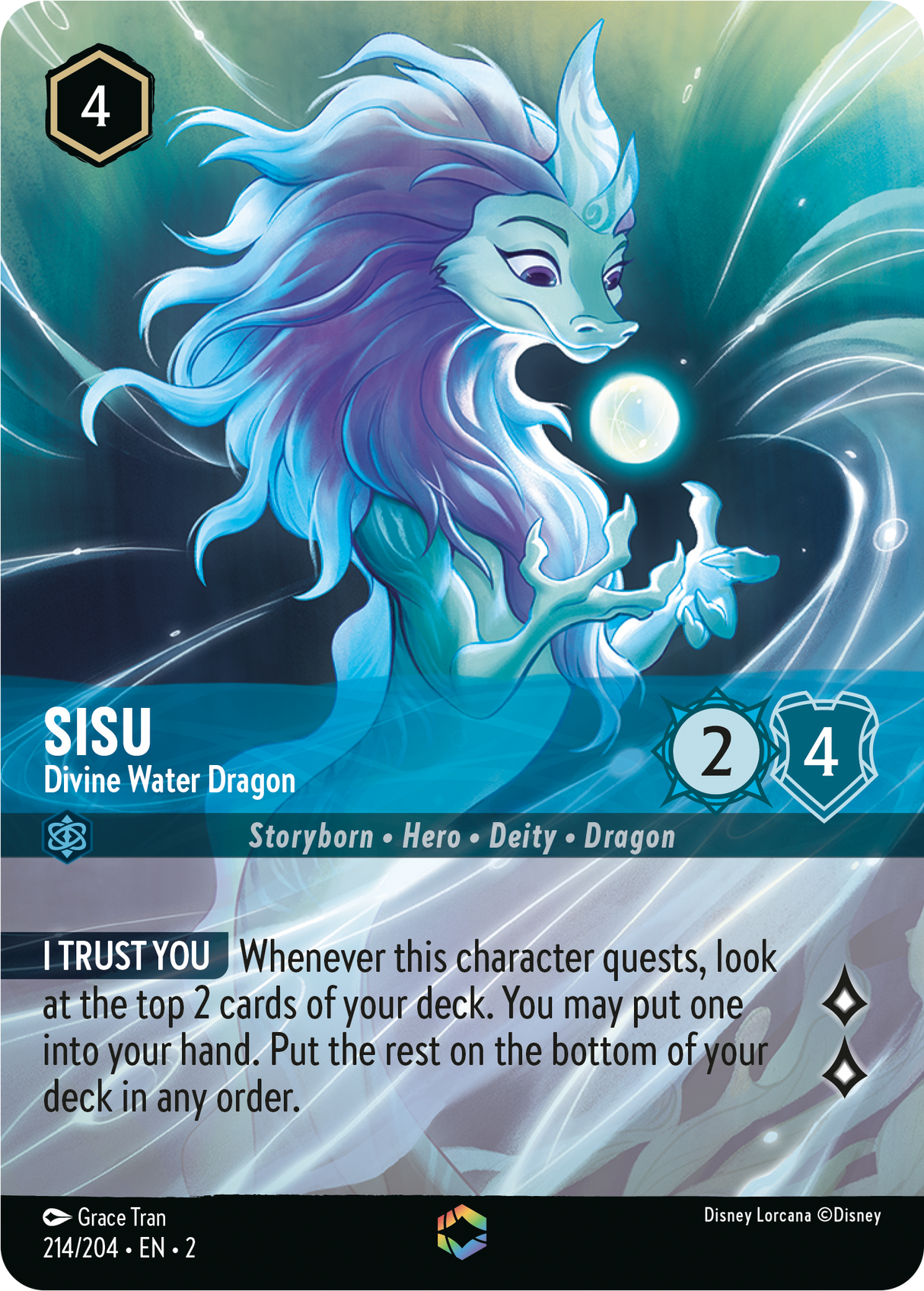 Sisu - [Foil, Enchanted] Divine Water Dragon - Rise of the Floodborn (2)