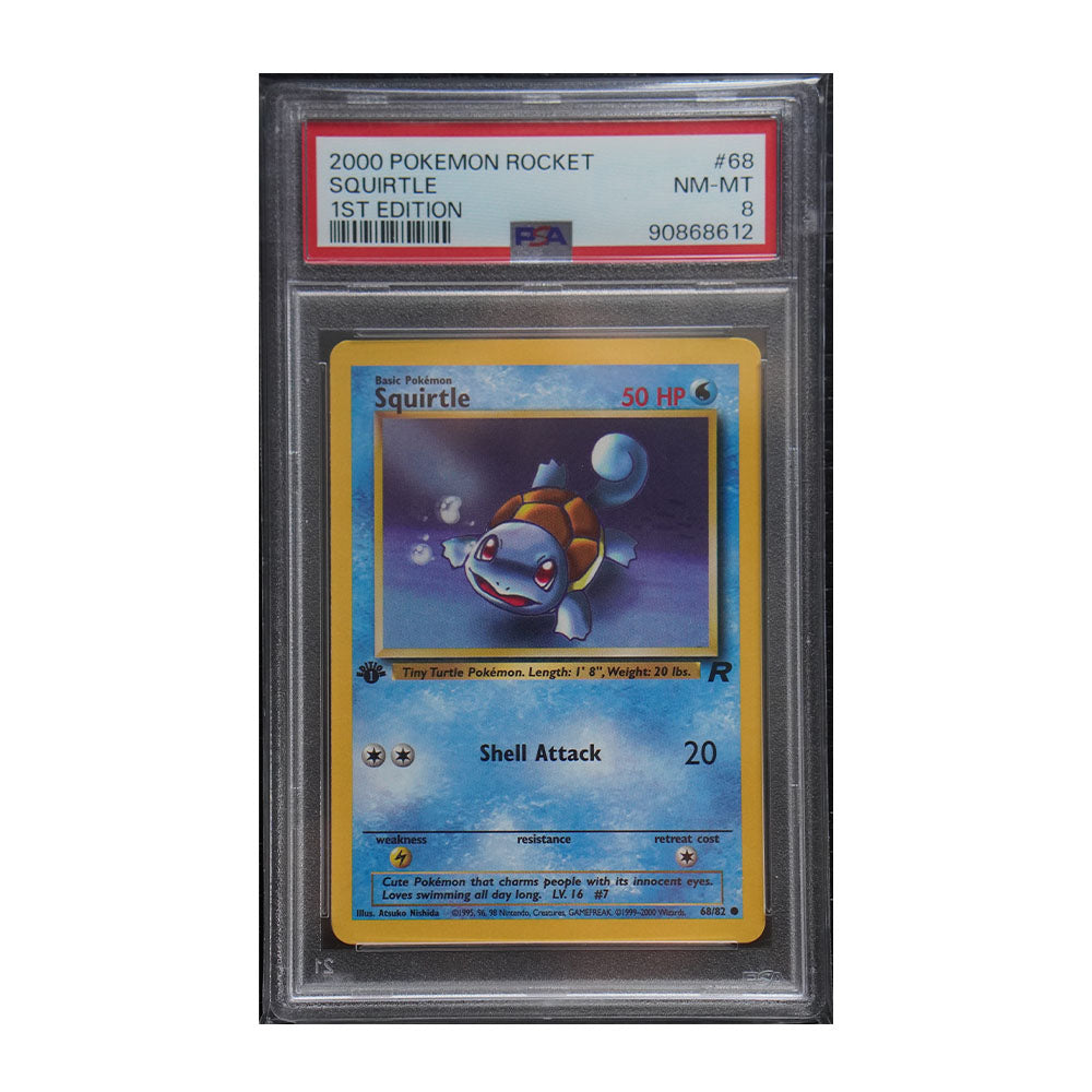 Squirtle - [1st Edition, Graded PSA 8] Team Rocket (TR)