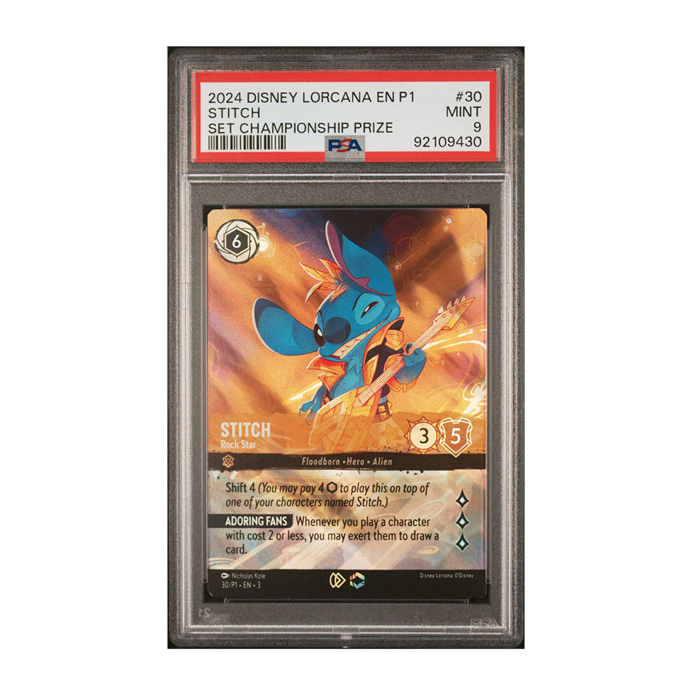 Stitch - Rock Star (Store Championship) - [Foil, Enchanted, Graded PSA 9] Disney Lorcana Promo Cards (DLPC)