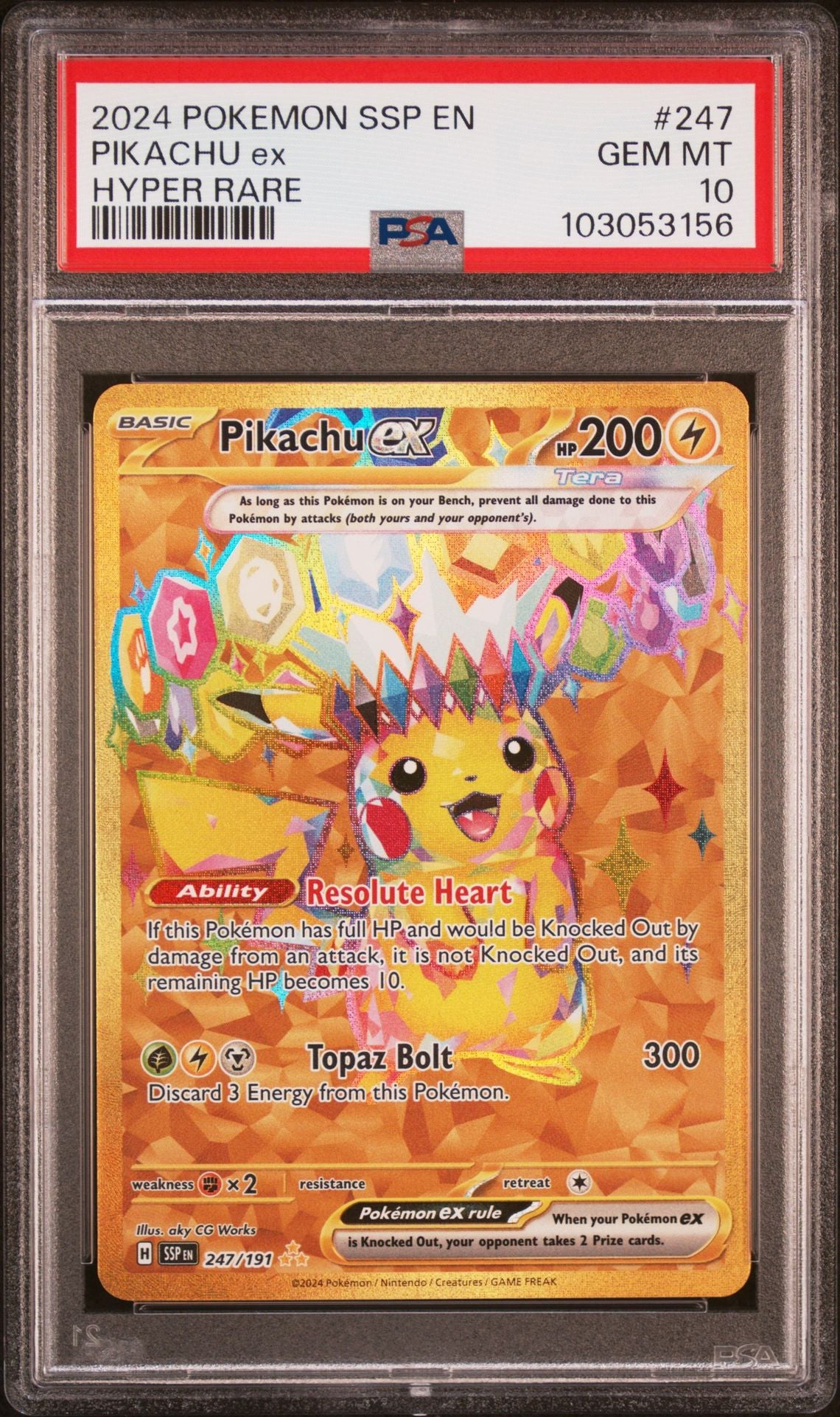 Pikachu Ex Hyper Rare #247 - [Graded PSA 10] Surging Sparks