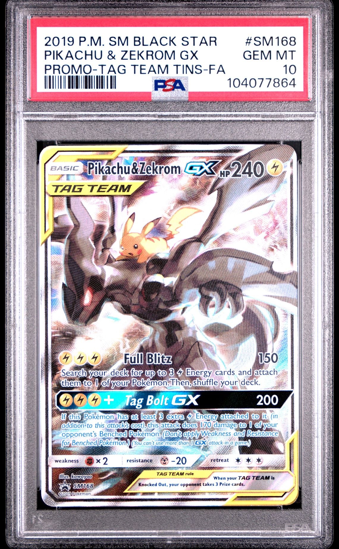 Pikachu & Zekrom Gx Tag Team Tins #168 - [Graded PSA 10] Sm Black Star Promo Sm