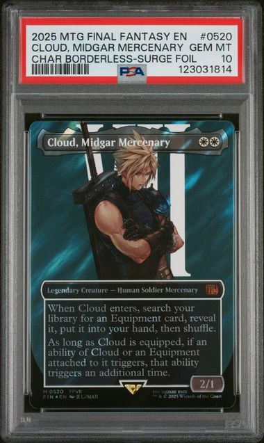Cloud, Midgar Mercenary (Borderless) (Surge Foil) - [Graded PSA 10] FINAL FANTASY: Through the Ages (FCA)