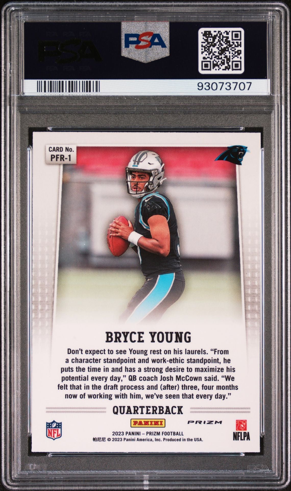 Bryce Young 2023 Panini Prizm Prizm Flashback Rookie #PFR1 - [PSA Graded 10] - Back