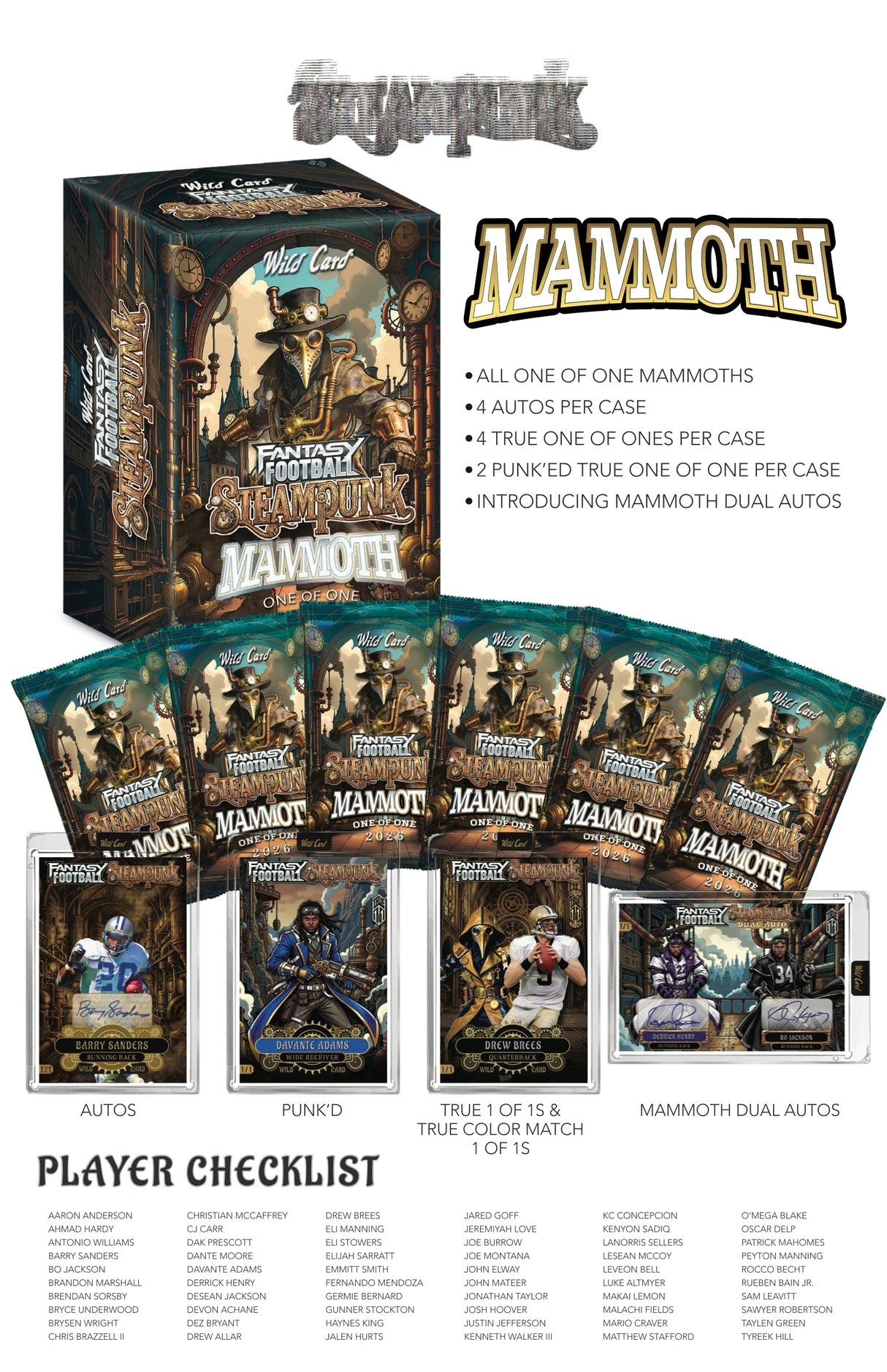 2026 Wild Card Fantasy Football Steampunk Mammoth Hobby Pack